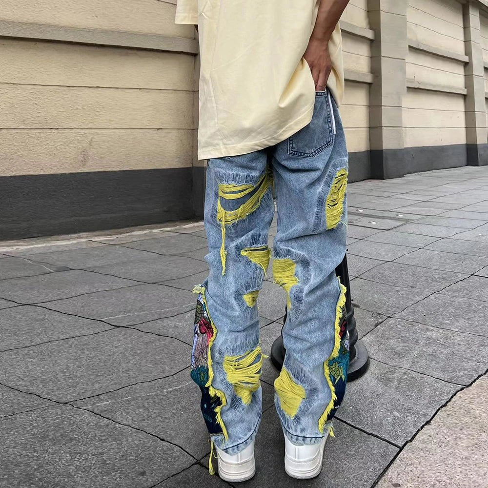 Denim Ripped Streetwear Jeans - Atlapparel